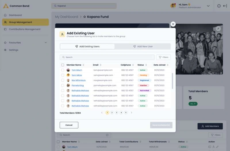 Extracted Phase 1 interface: group membership and member invitations